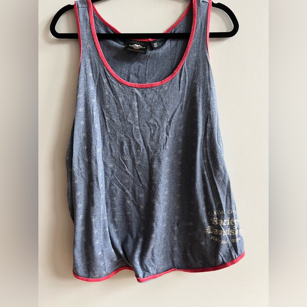 Harley-Davidson red white and blue patriotic Muscle Tee women’s 2W